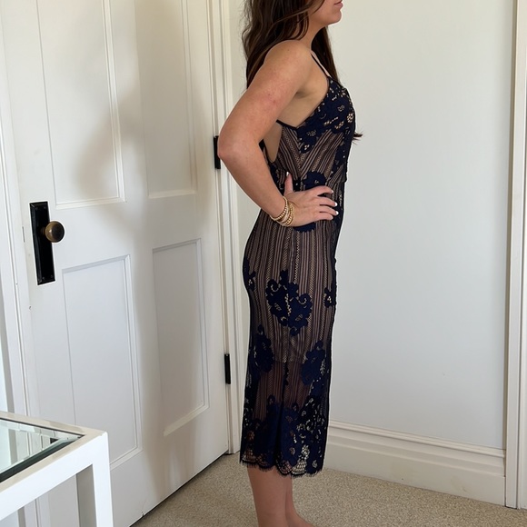 Blue/Navy Floral Lace Dress - Picture 2 of 3